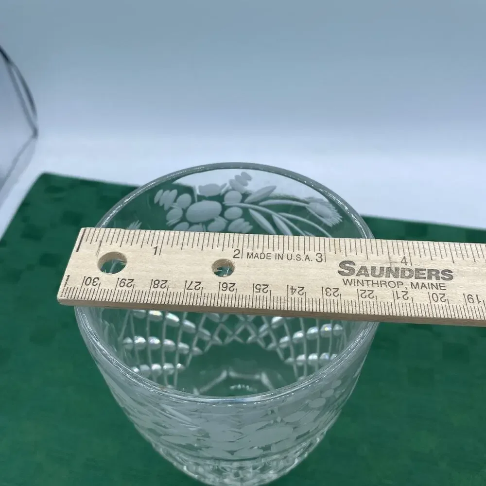 Elegant Diamond Cut Etched Floral Crystal Glass Candle Chandelier Shade 1 7/8